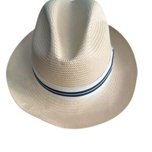 Dobbs Women’s Cream Fedora Hat with Blue Stripe
